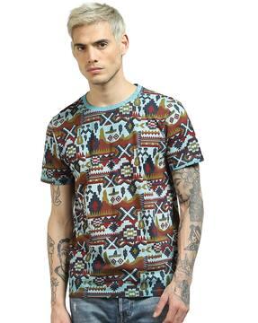 aztec print round-neck t-shirt