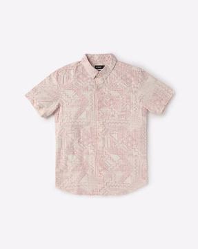 aztec print shirt with patch pocket