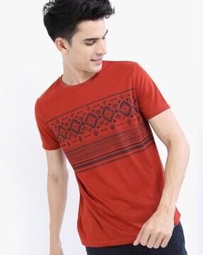 aztec print slim fit crew-neck t-shirt