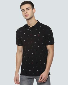 aztec print slim fit polo t-shirt