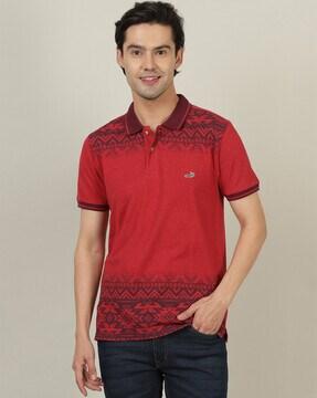 aztec print slim fit polo t-shirt