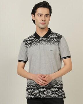 aztec print slim fit polo t-shirt