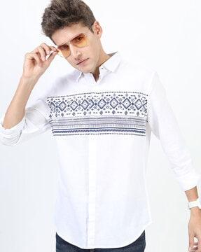 aztec print slim fit shirt