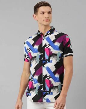 aztec print slim fit shirt