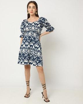 aztec printed a-line dress