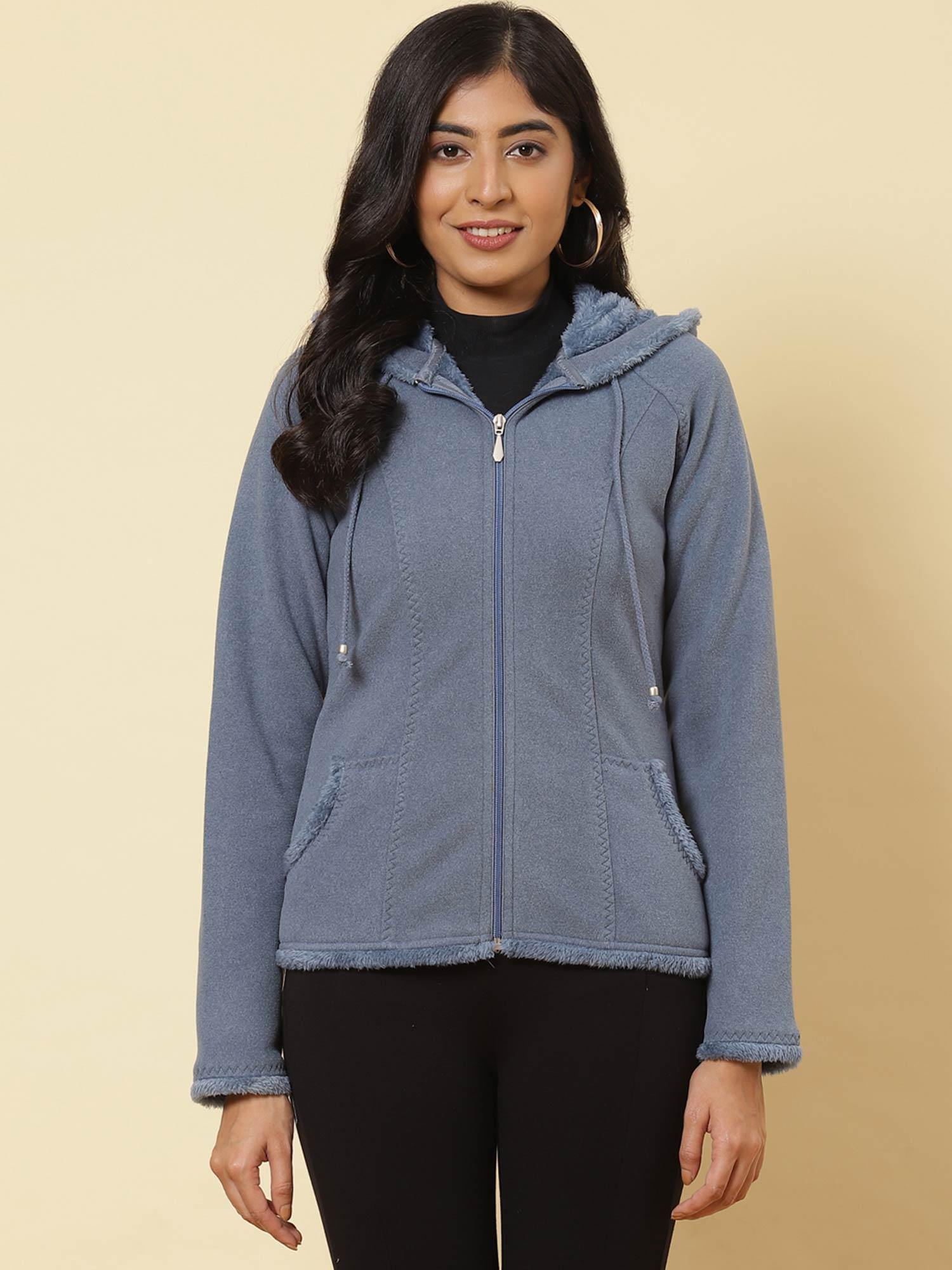 azure blue golifur fleece jacket