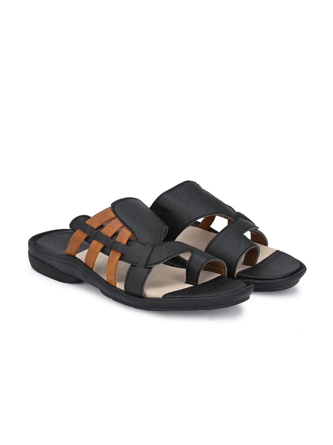 azzaro black men black & brown comfort sandals