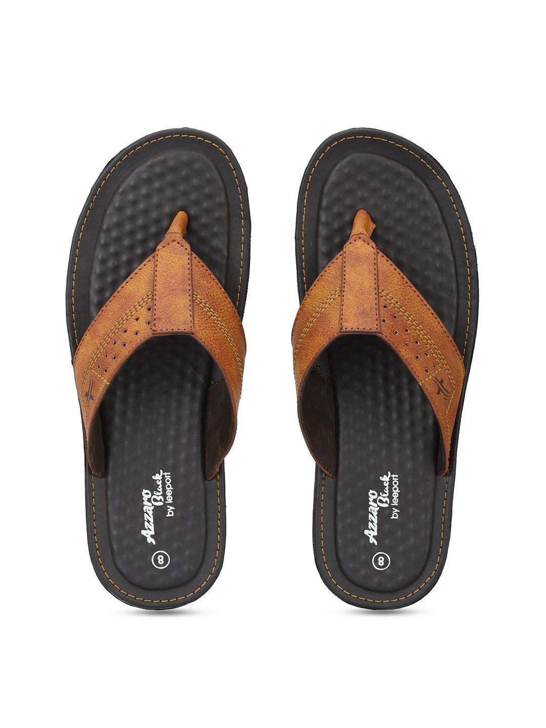 azzaro black men tan & black thong flip-flops