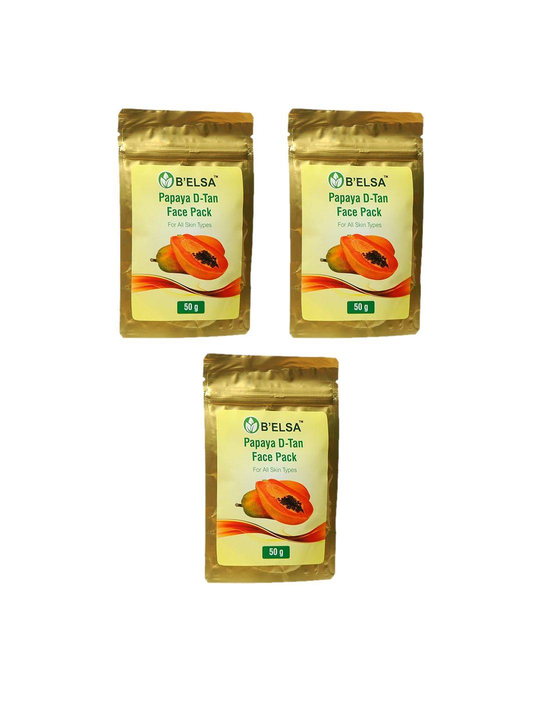 b'elsa herbal set of 3 papaya d-tan face pack for all skin types - 50 g each