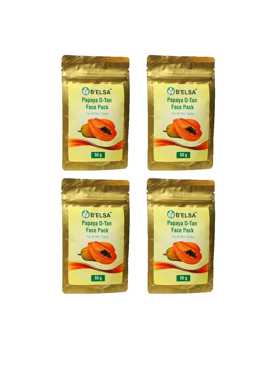 b'elsa herbal set of 4 papaya d-tan face pack for all skin types - 50 g each