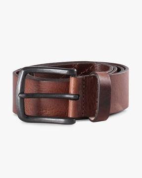 b-line textured leather belt with buckle closure