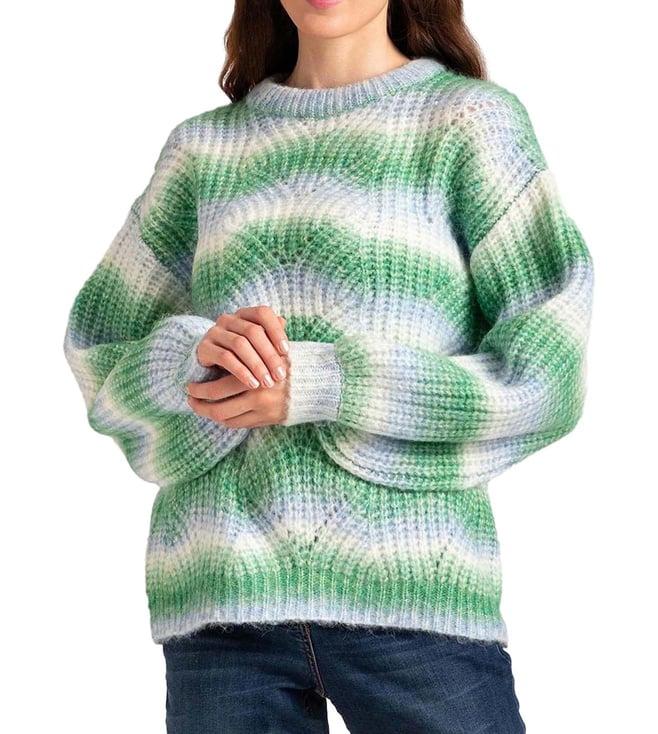 b. copenhagen green & blue stripes relaxed fit sweater