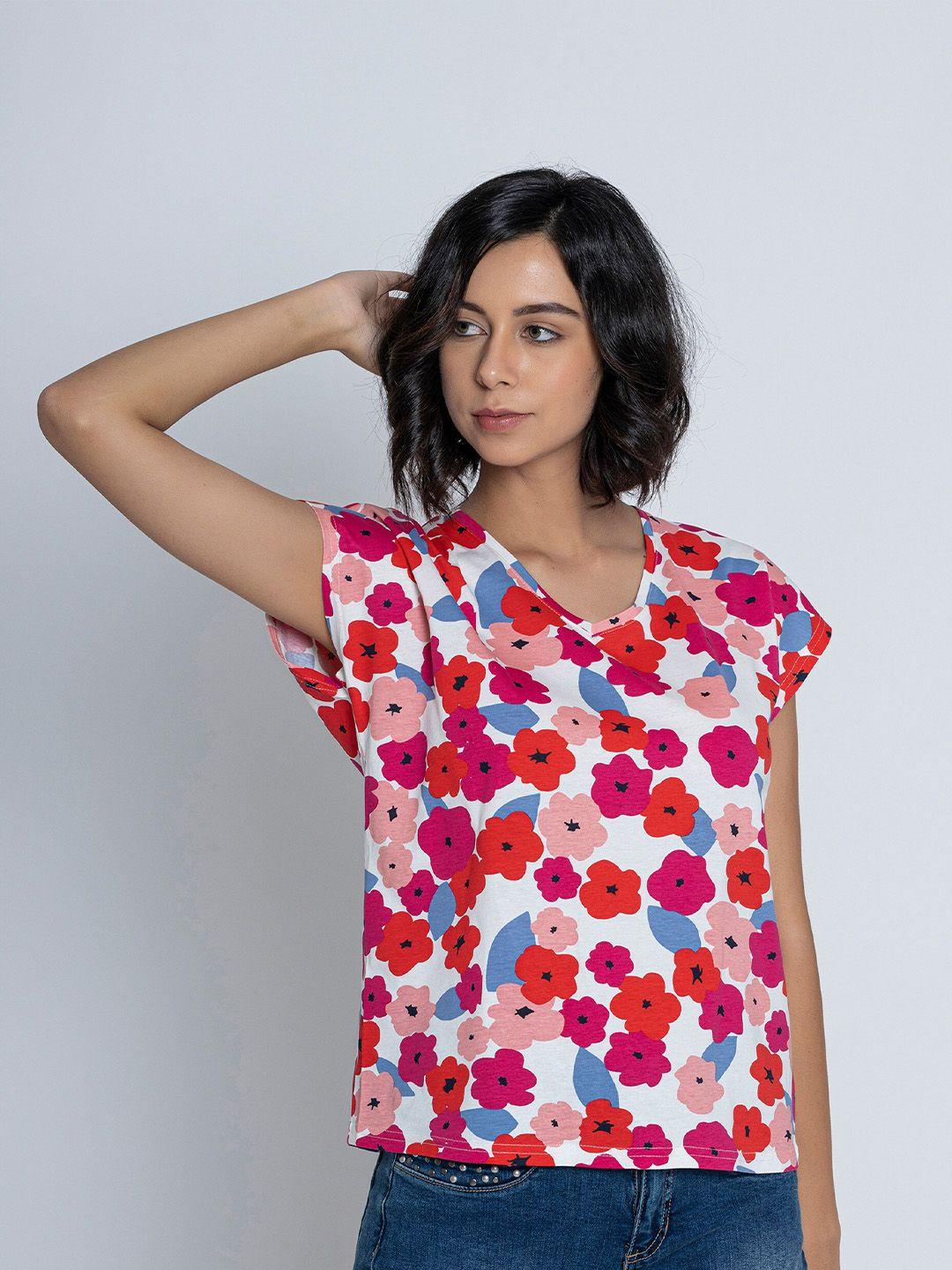 b.copenhagen floral printed pure cotton t-shirt