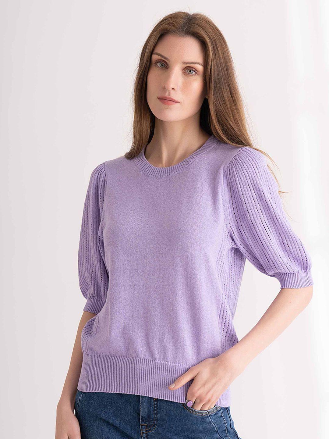 b.copenhagen self design round neck puff sleeves pullover