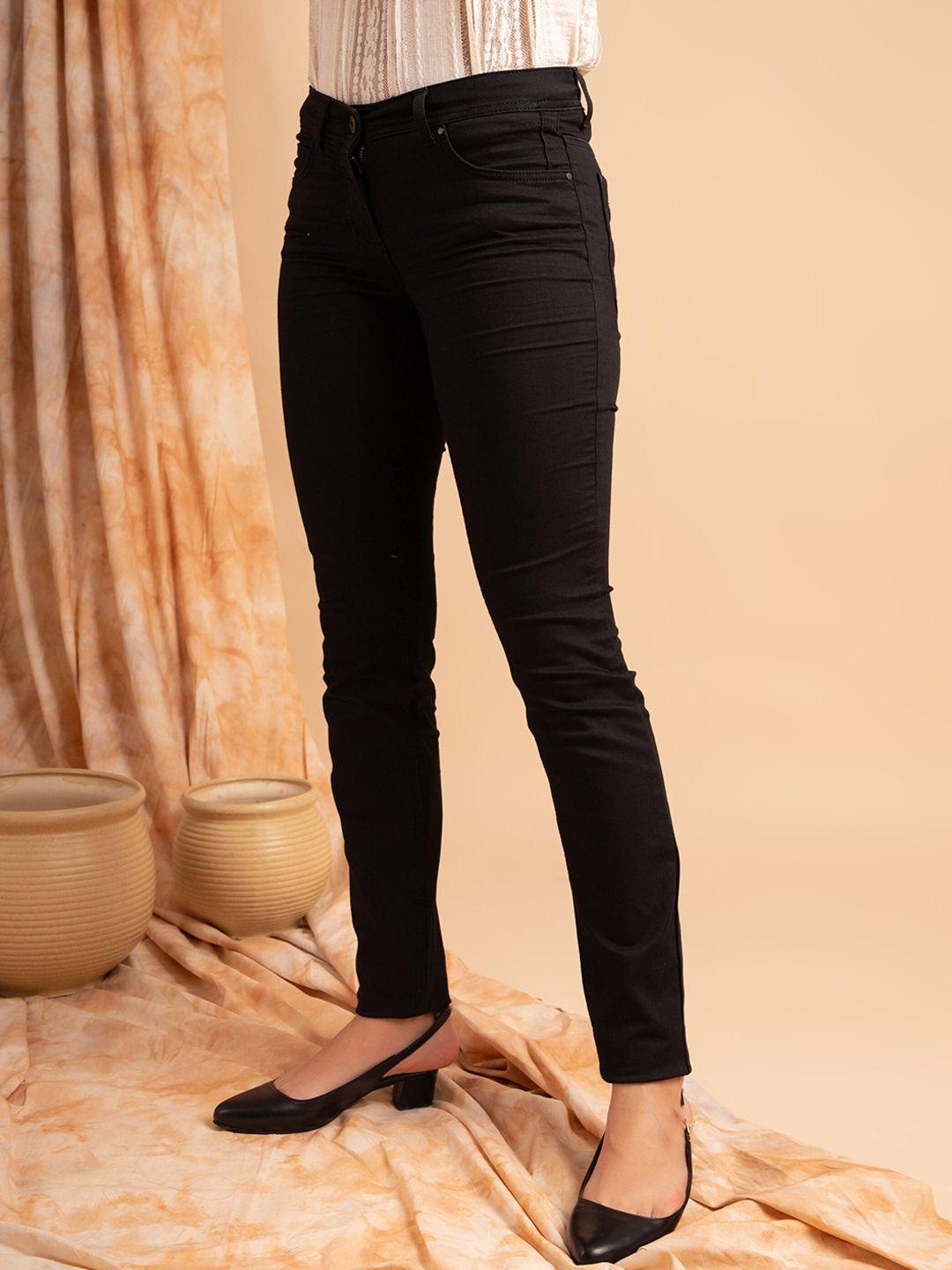 b.copenhagen women black straight fit trousers