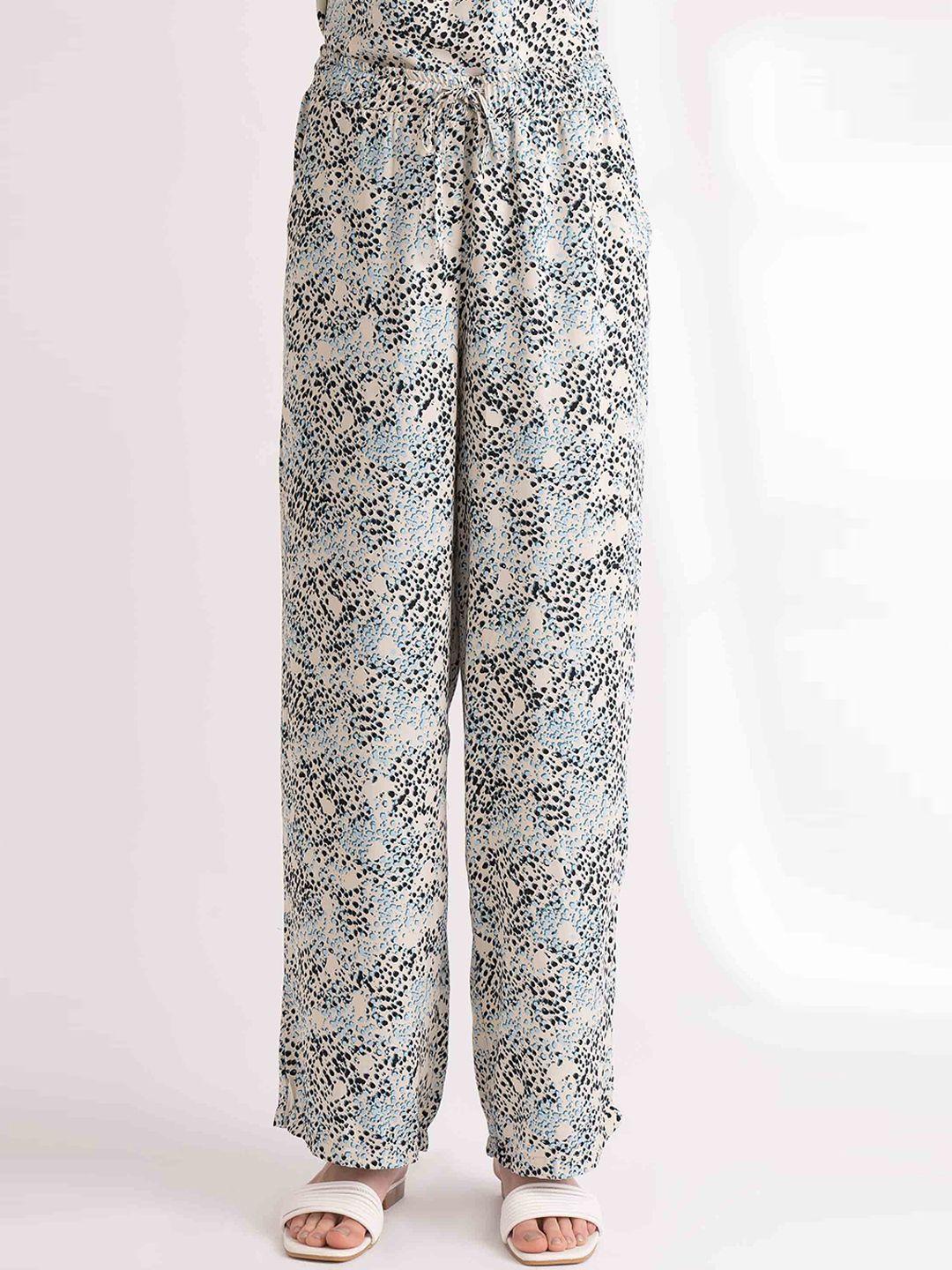 b.copenhagen women floral printed relaxed loose fit high-rise trousers