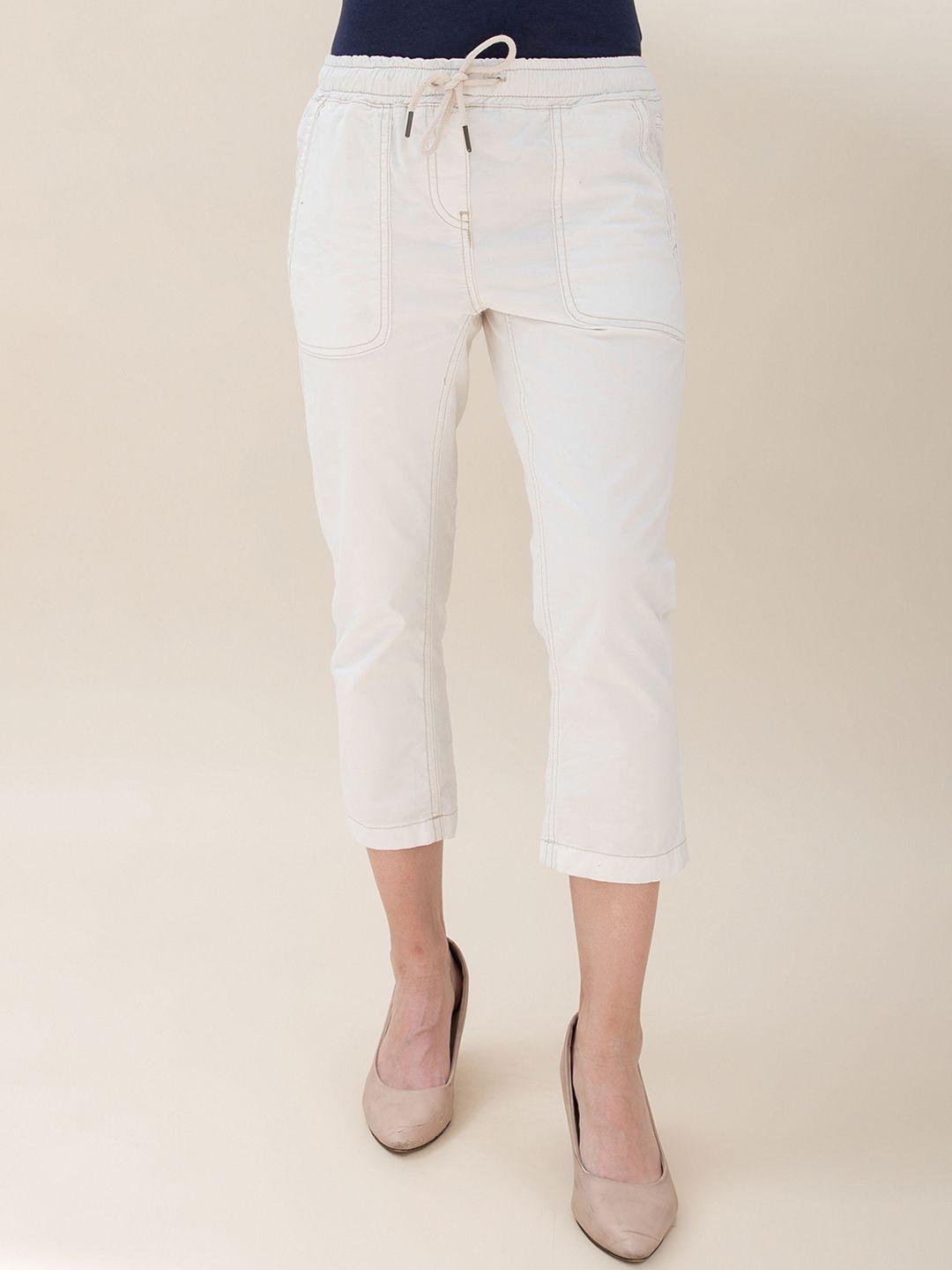 b.copenhagen women off white straight fit trousers