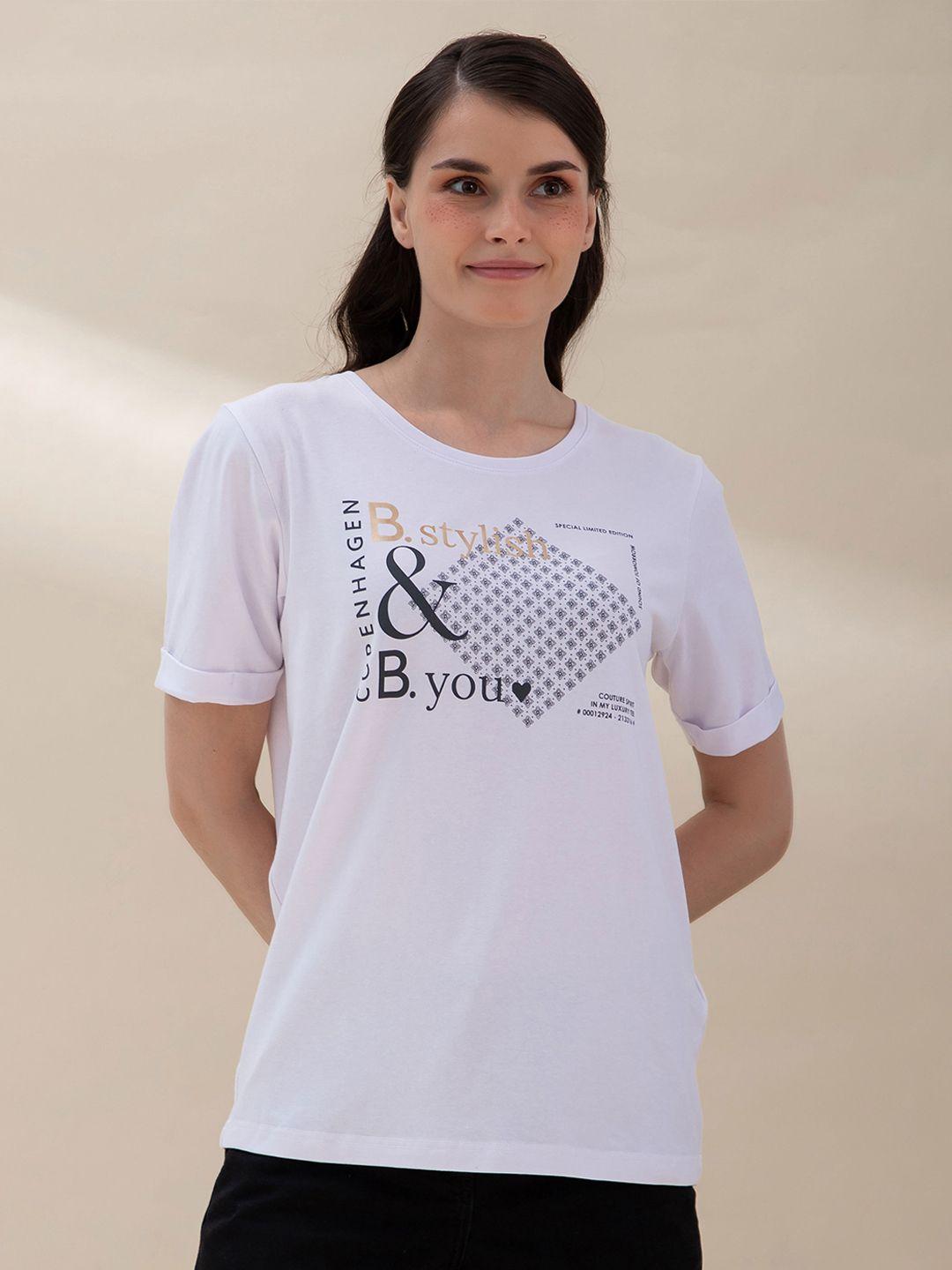 b.copenhagen women white printed t-shirt