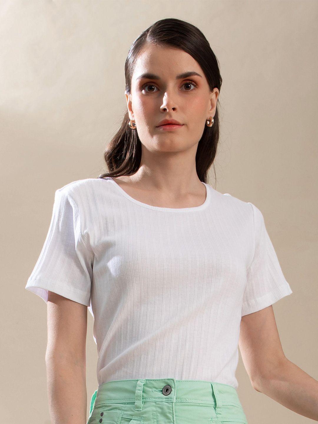 b.copenhagen women white pure cotton t-shirt