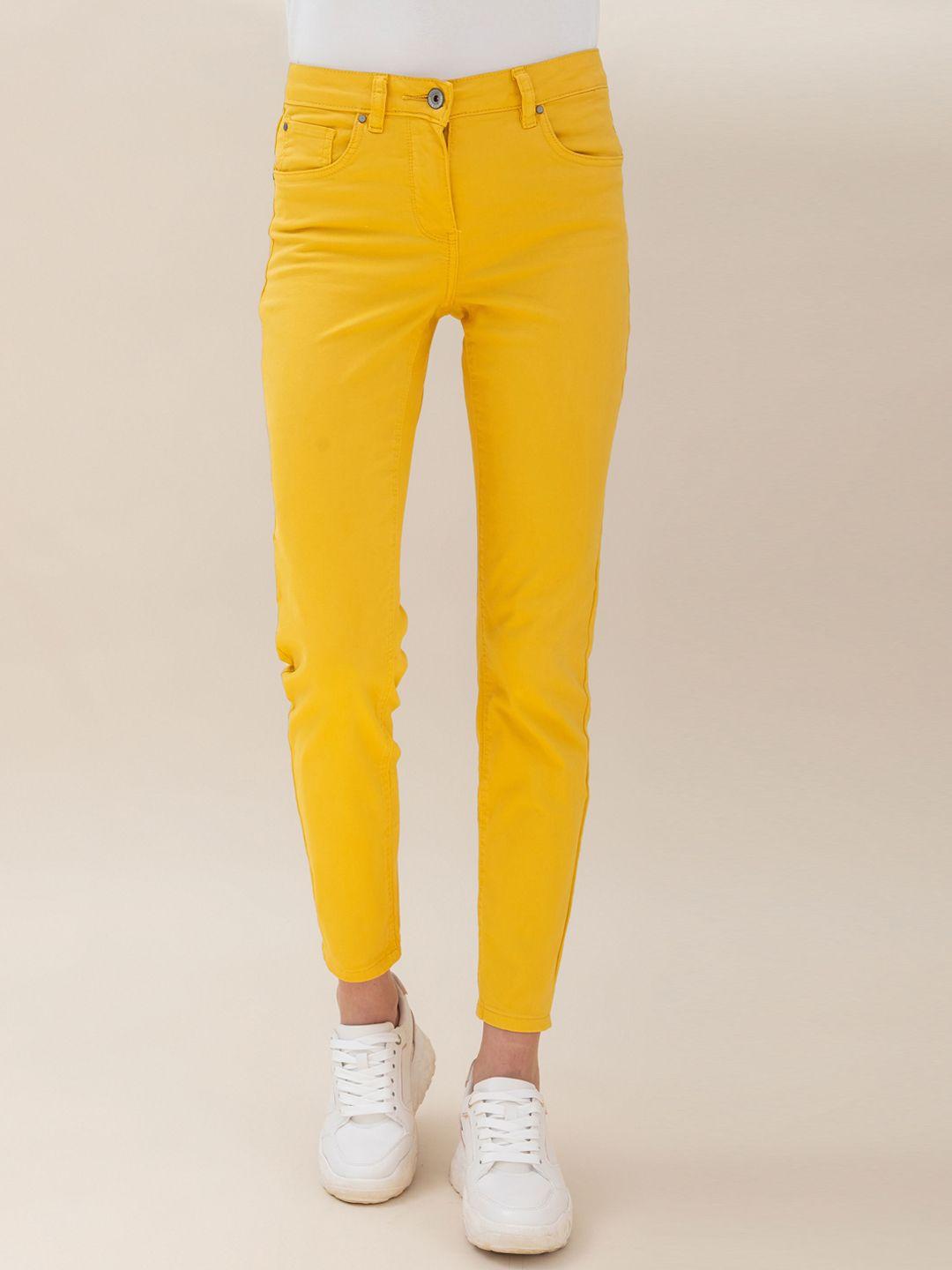 b.copenhagen women yellow slim fit trousers