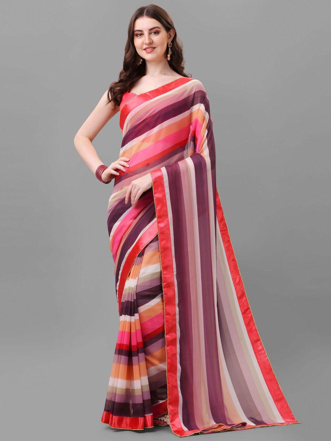 b4me.com striped pure georgette leheriya saree