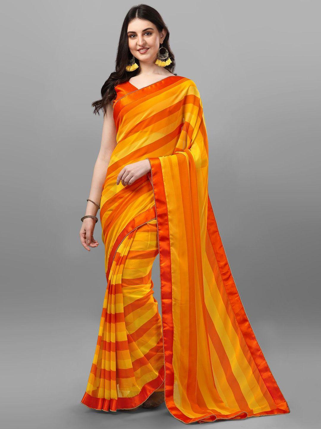 b4me.com striped pure georgette leheriya saree