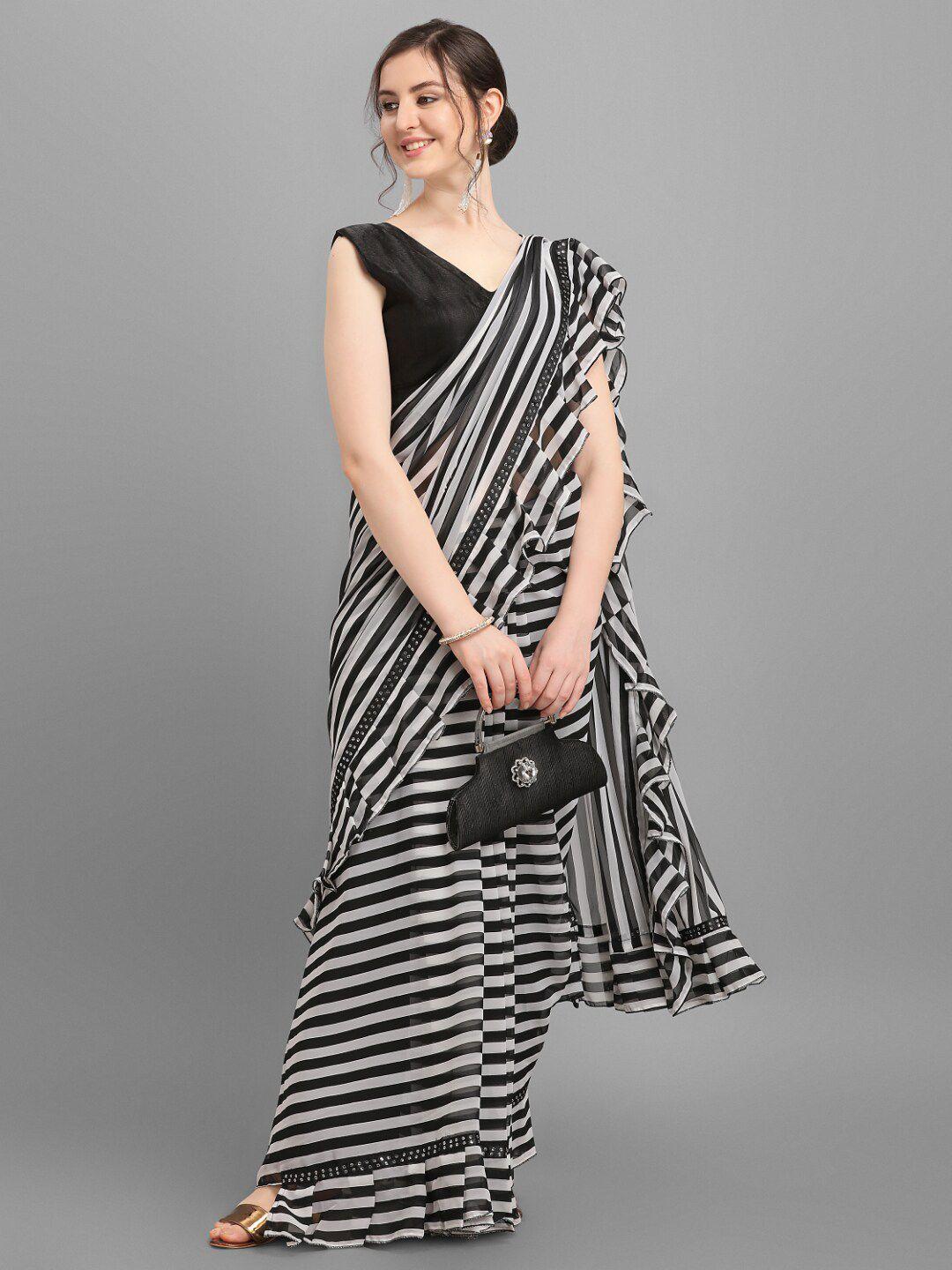 b4me.com striped ruffled saree