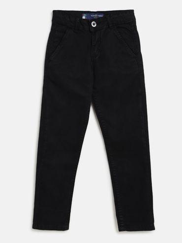 baby boy's solid black lycra slim fit trouser