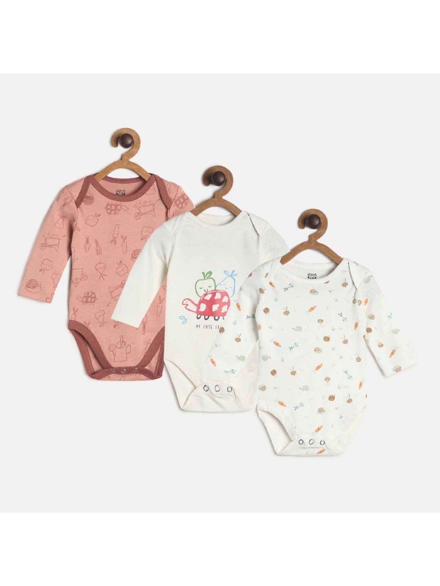 baby boys pink, white pi, w body suit (set of 3)