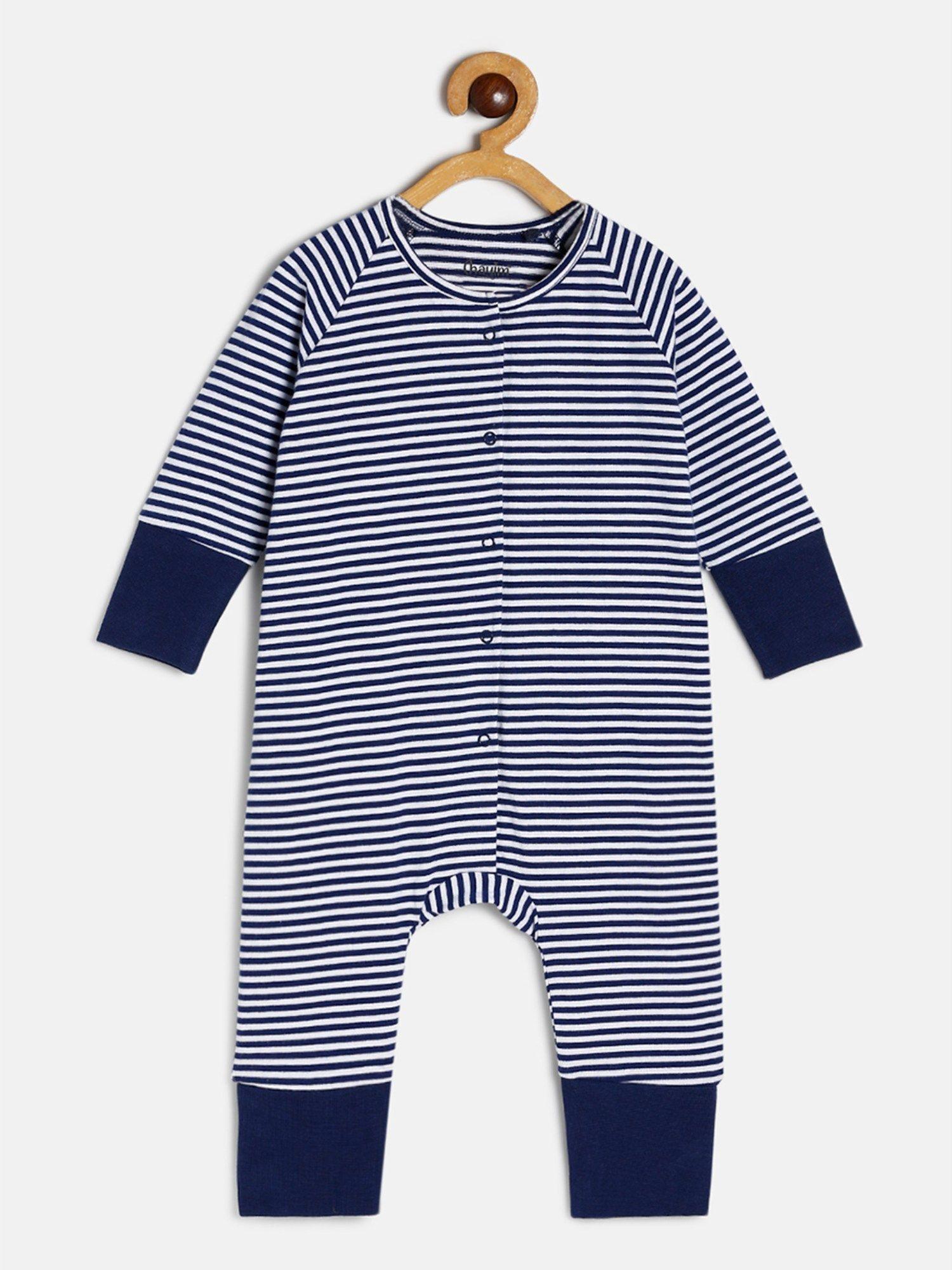 baby front open rompers stripe blue