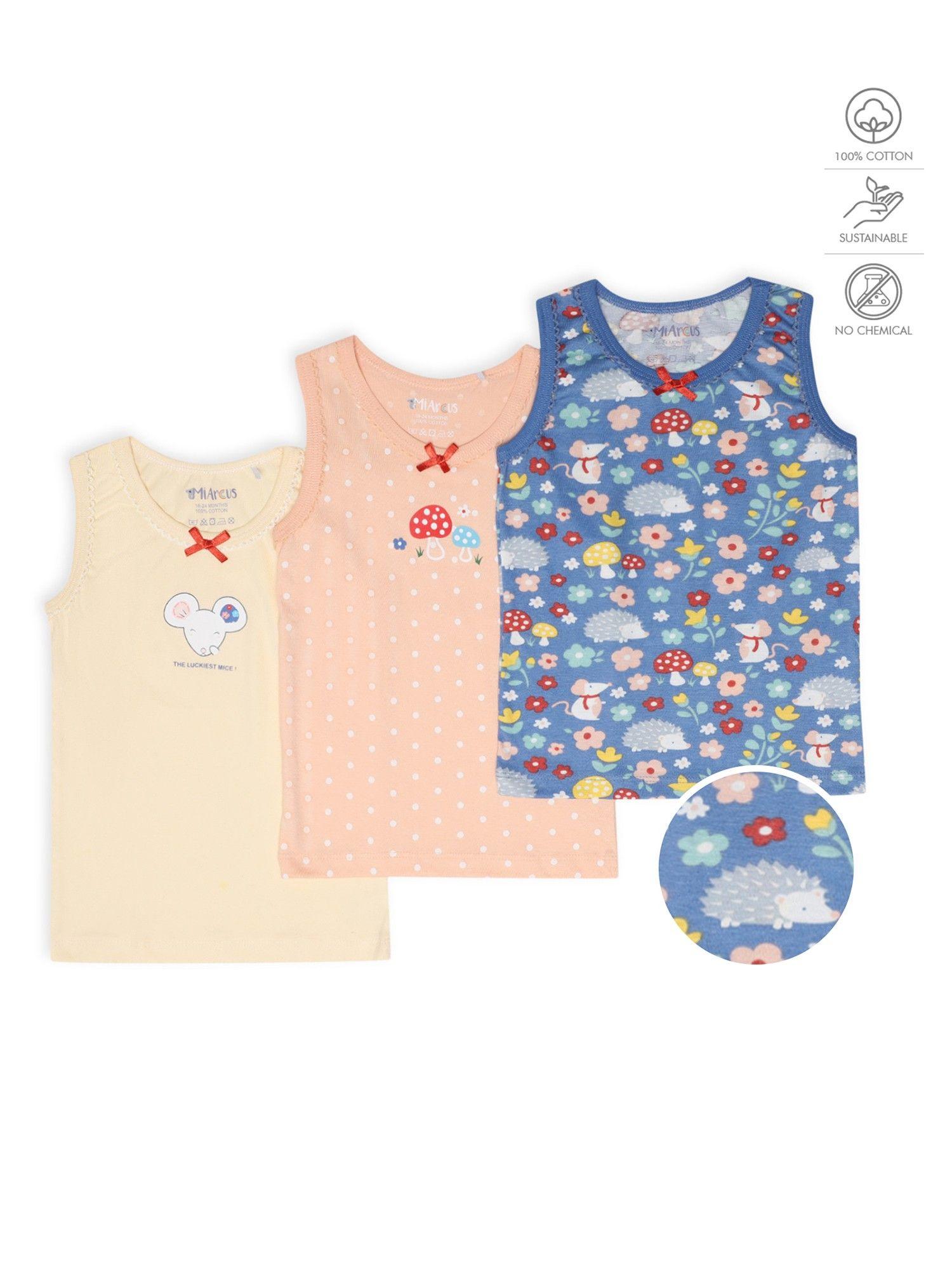 baby girl vest with blossom print (pack of 3)