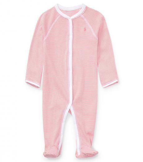 baby girls pink striped cotton coverall