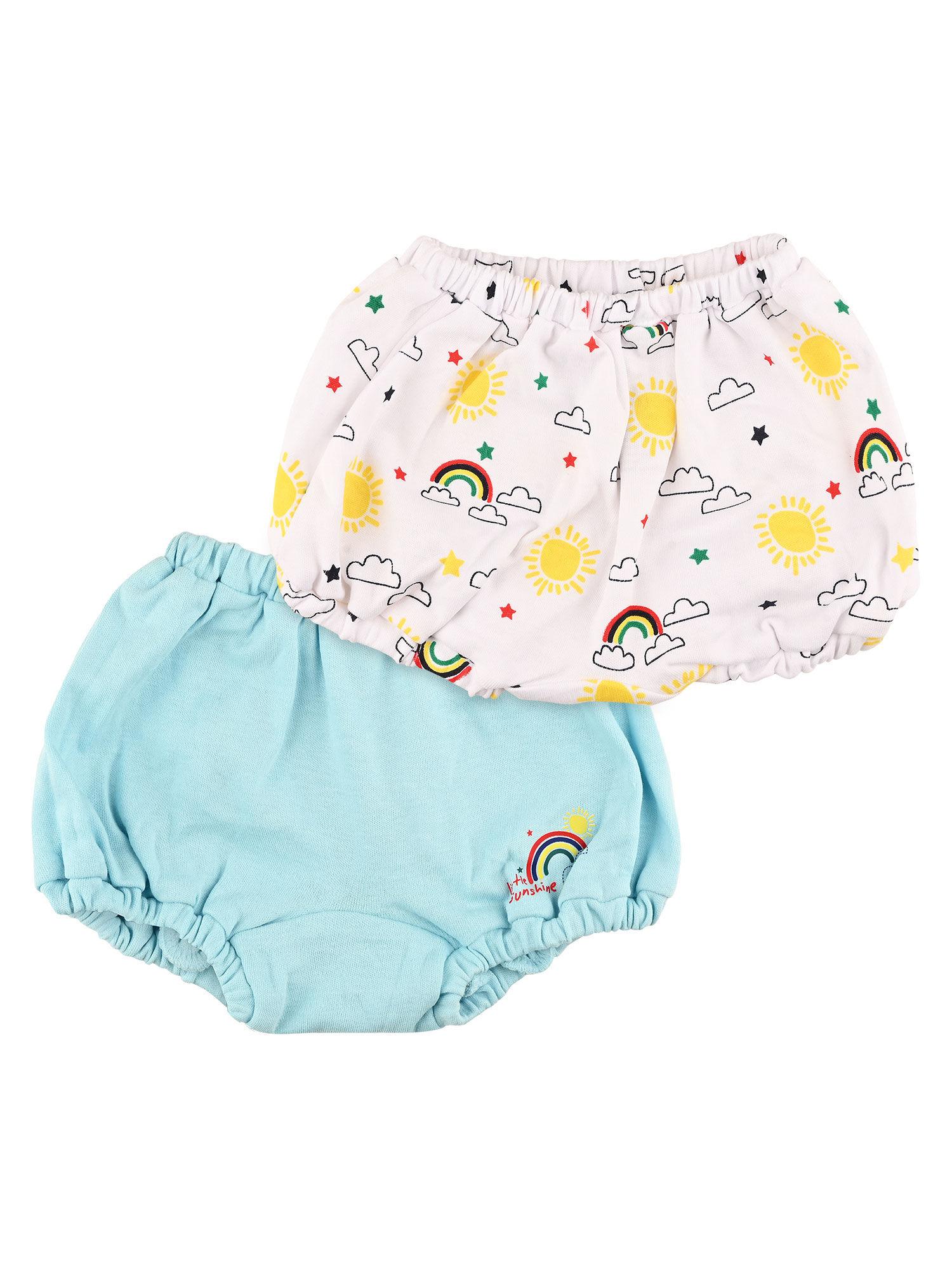 baby girls printed bloomer brief underwear blue and white (pack of 2)