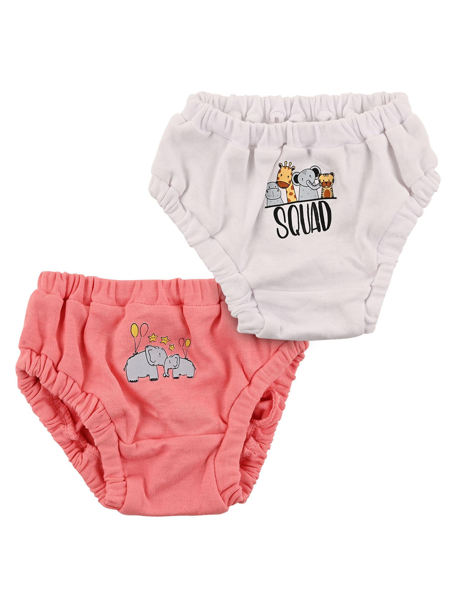baby girls printed bloomer brief underwear pink and white (pack of 2)