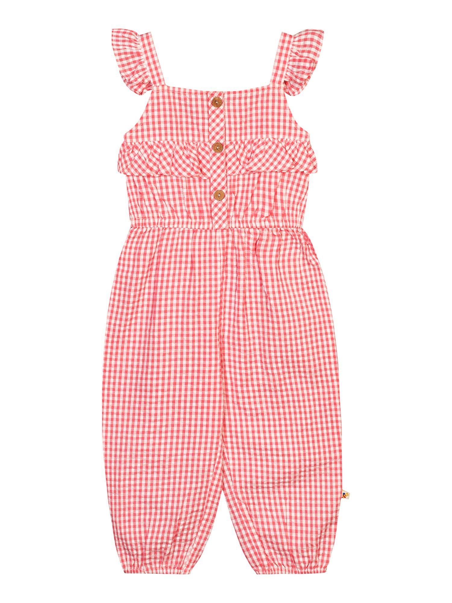 baby girls red check romper