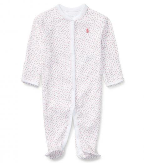baby girls white floral coverall