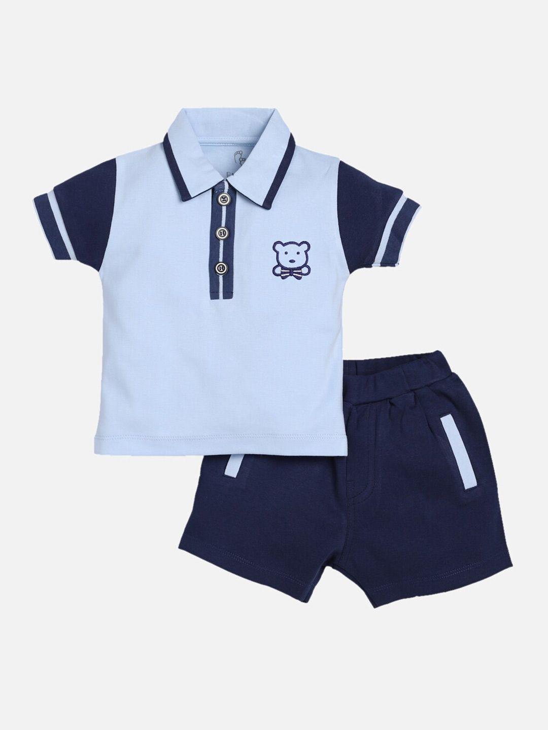 baby-go-boys-blue-colourblocked-cotton-t-shirt-with-shorts