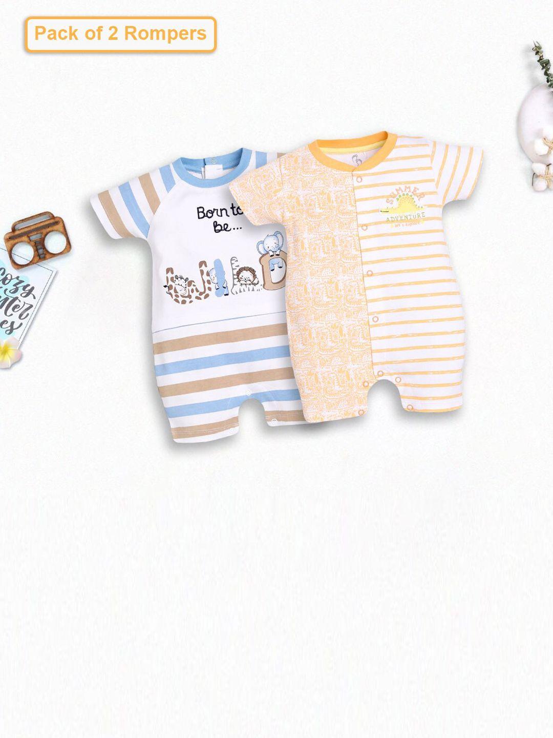 baby go infant boys pack of 2 striped pure cotton rompers