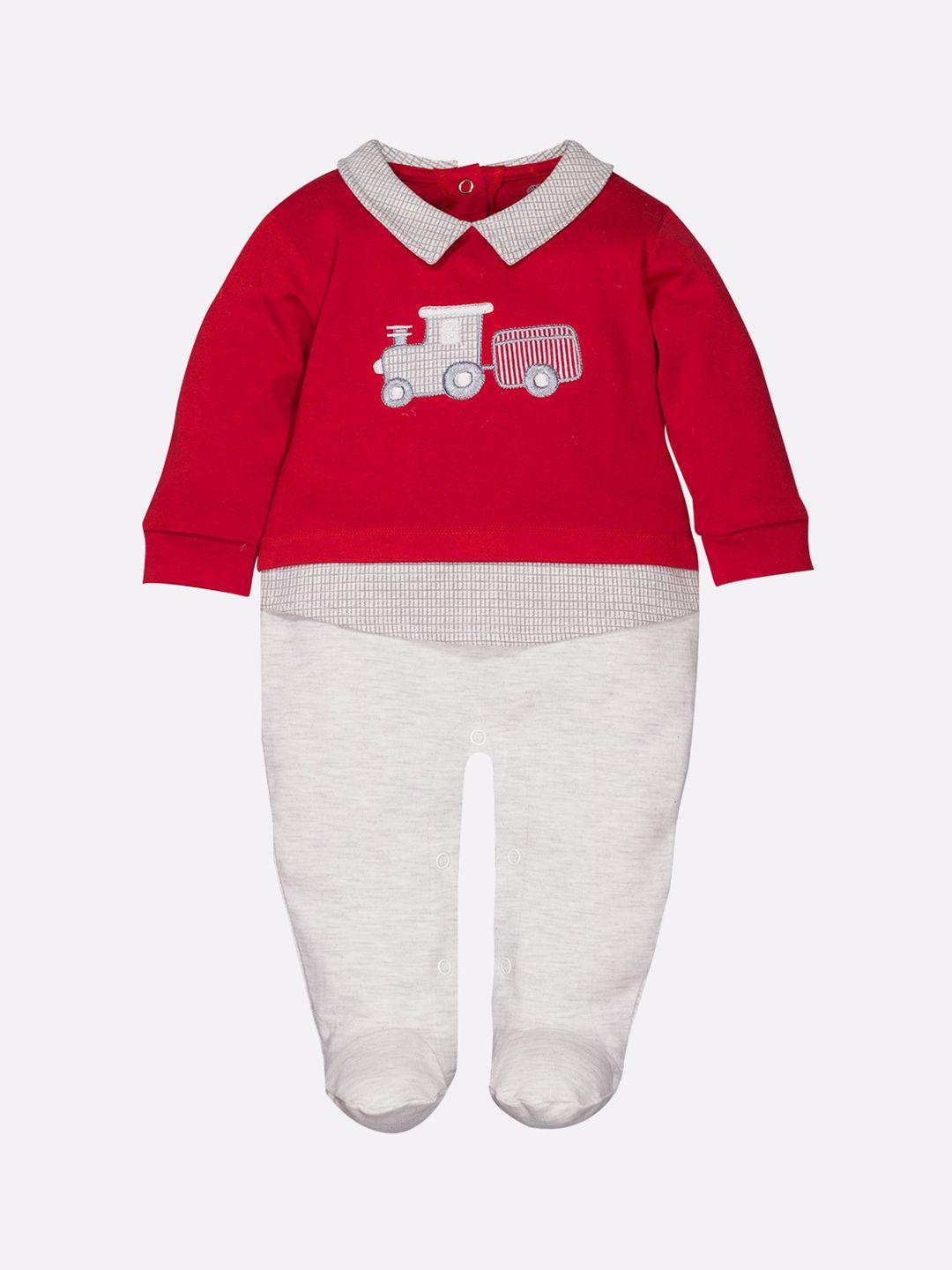 baby-go-infant-boys-red-&-white-printed-pure-cotton-designer-rompers