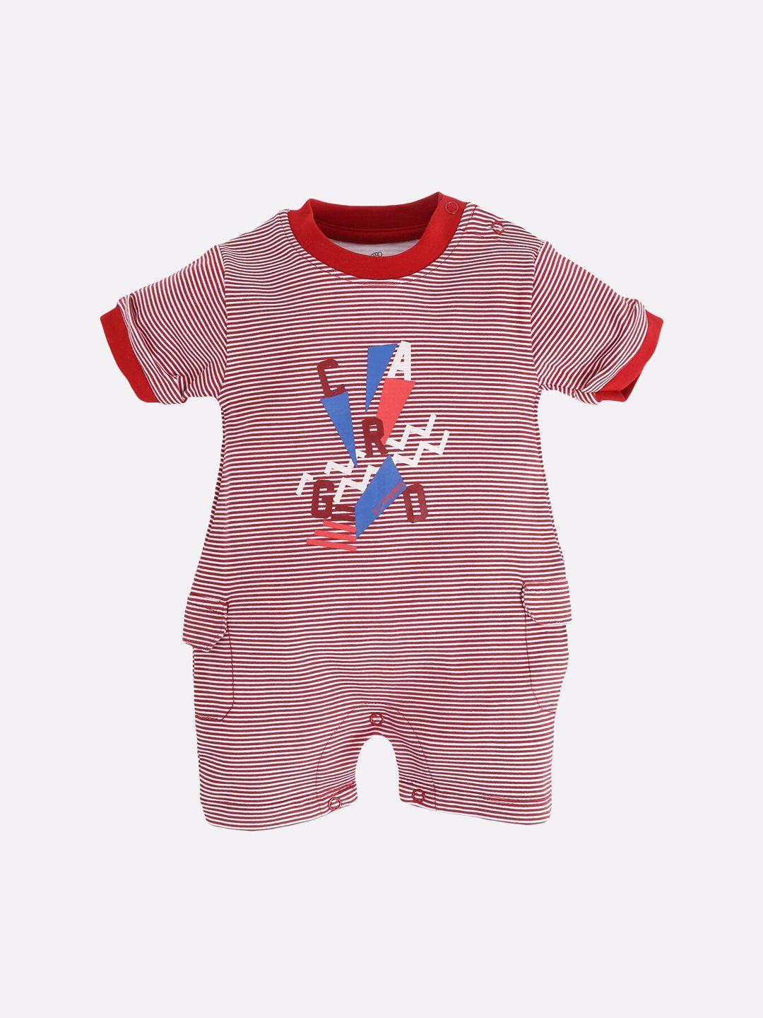 baby go infant boys red & white striped pure cotton rompers