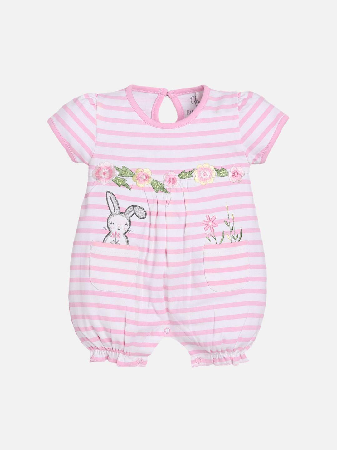 baby go infant kids pink & white striped romper