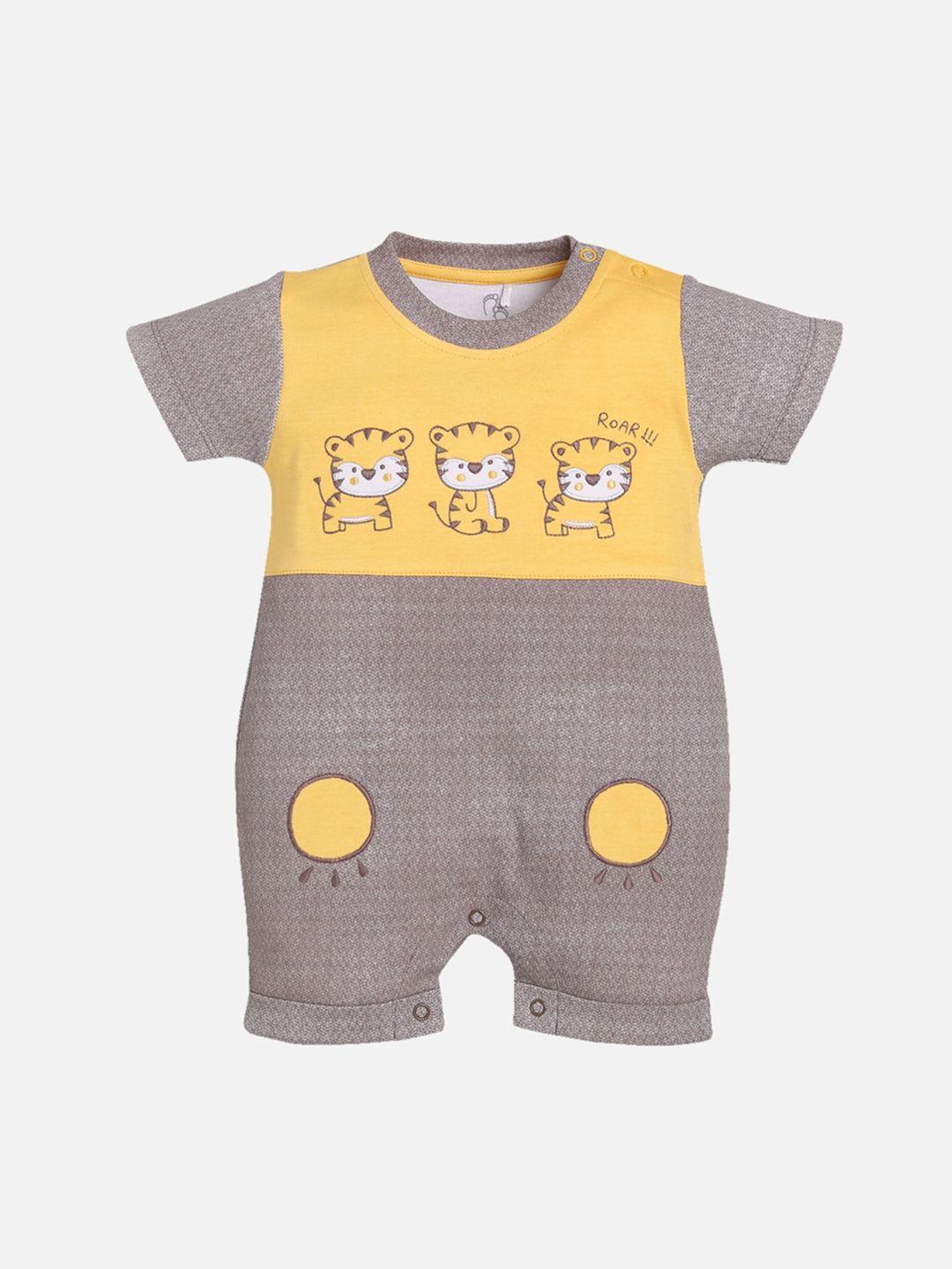 baby go infants kids brown & yellow self-design romper