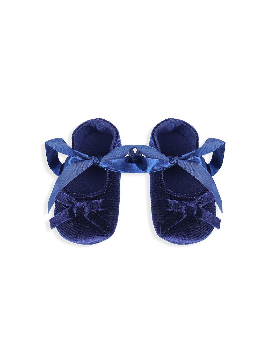 baby moo infant girls blue patterned booties
