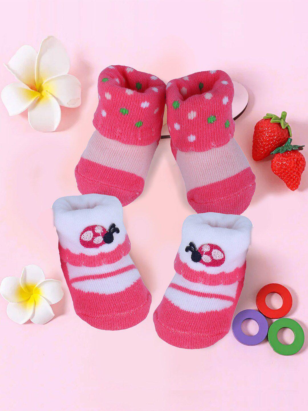 baby moo infant girls pack of 2 patterned cotton breathable ankle-length socks