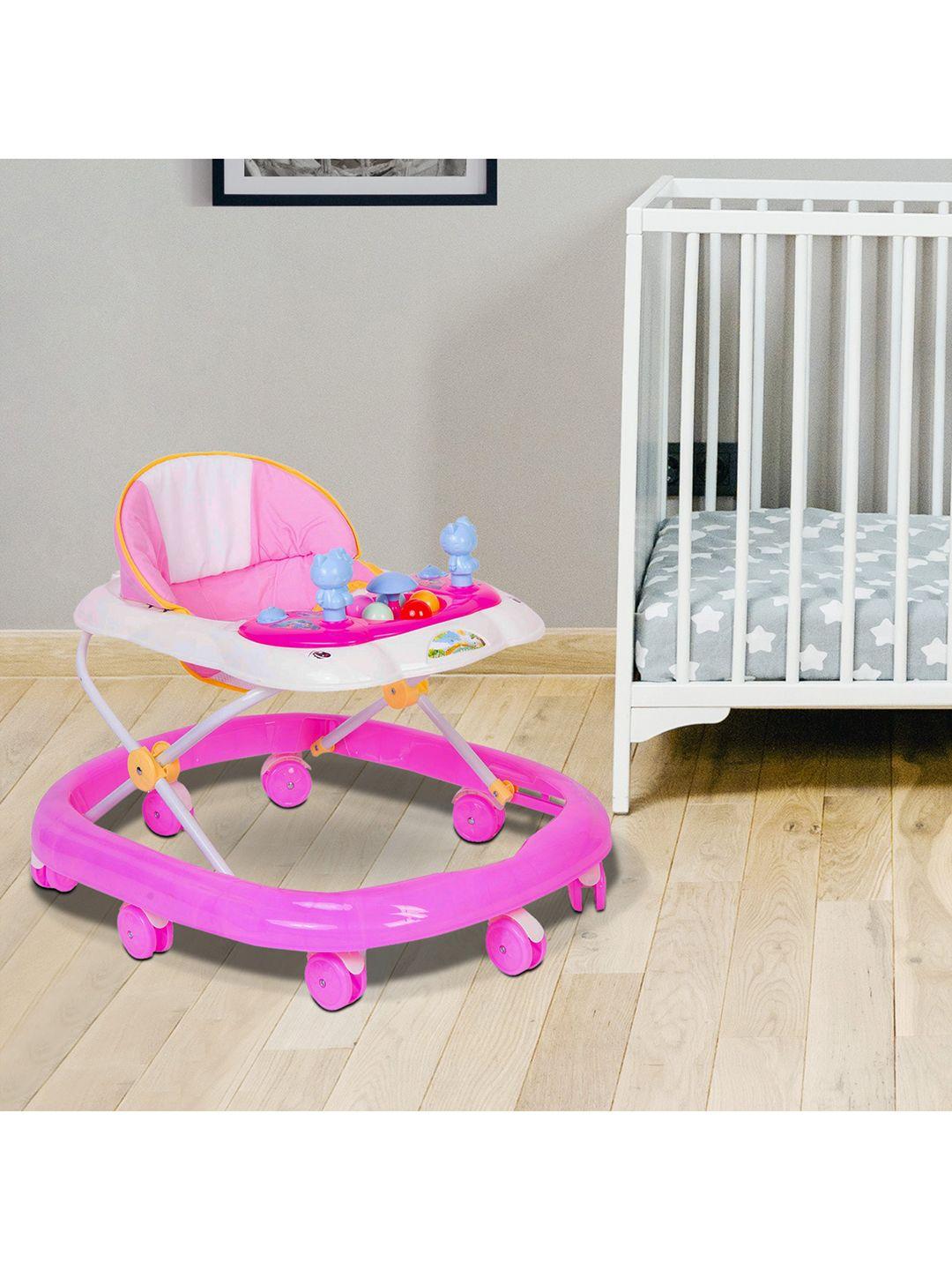 baby moo infant pink & white printed baby walker