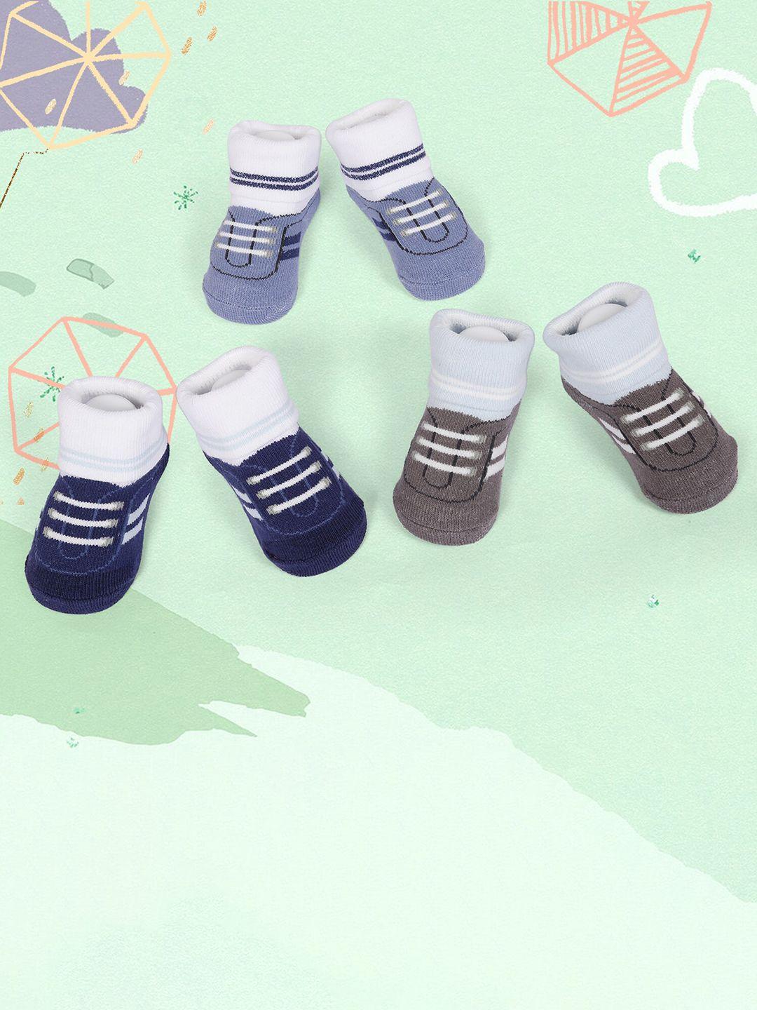 baby moo infants boys pack of 3 patterned ankle-length socks