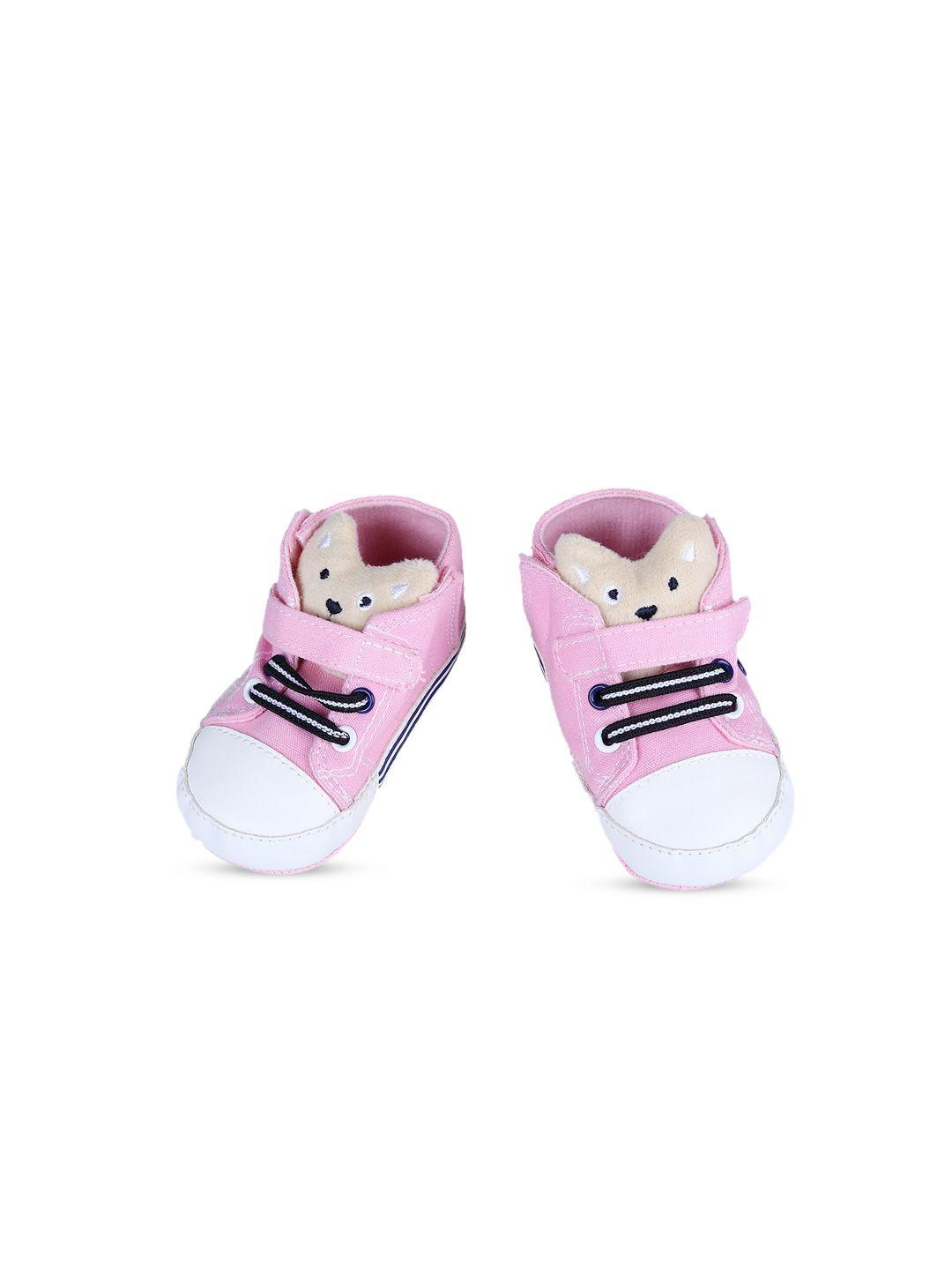 baby moo kids pink & white my buddy bear cute applique booties