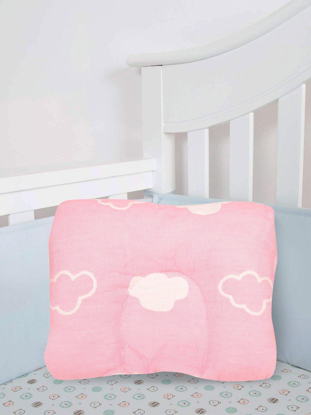 baby moo kids pink printed cotton baby pillow