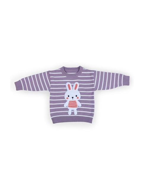 baby moo kids purple cotton applique full sleeves sweater
