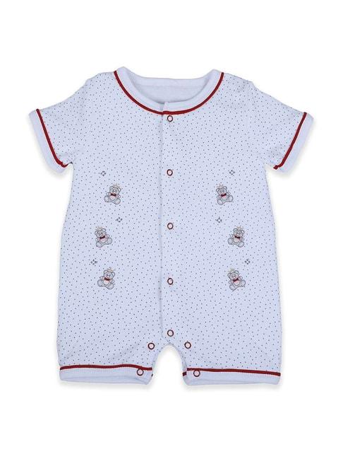 baby moo kids white & red cotton embroidered romper